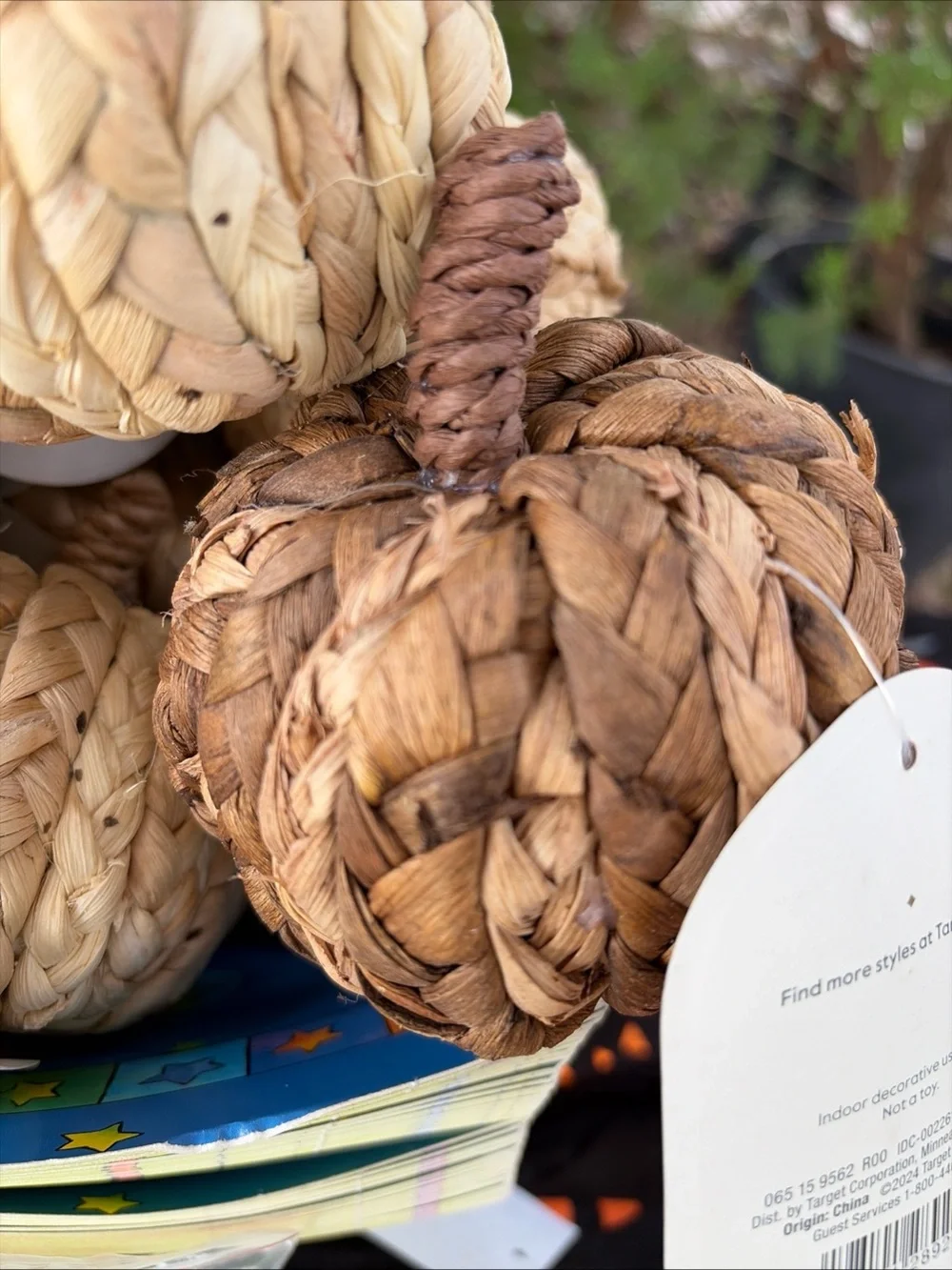Natural Brown Woven Pumpkin Home Accent